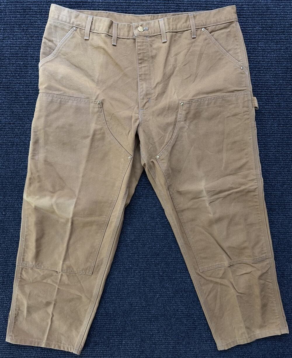 VINTAGE Carhartt Canvas Carpenter Pants Mens 44x30 Brown B01 Double Knee USA